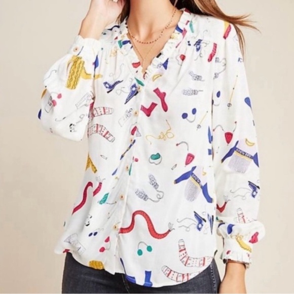 NWT Anthropologie Plus Maeve Snow Day Blouse 16W - Picture 1 of 7